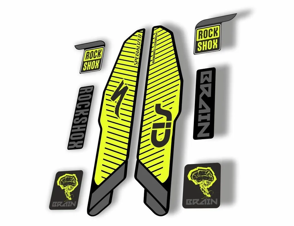 Rock Shox SID Brain 2015 Mountain Bike Cycling Decal Sticker Adhesive Lime Gray - 1