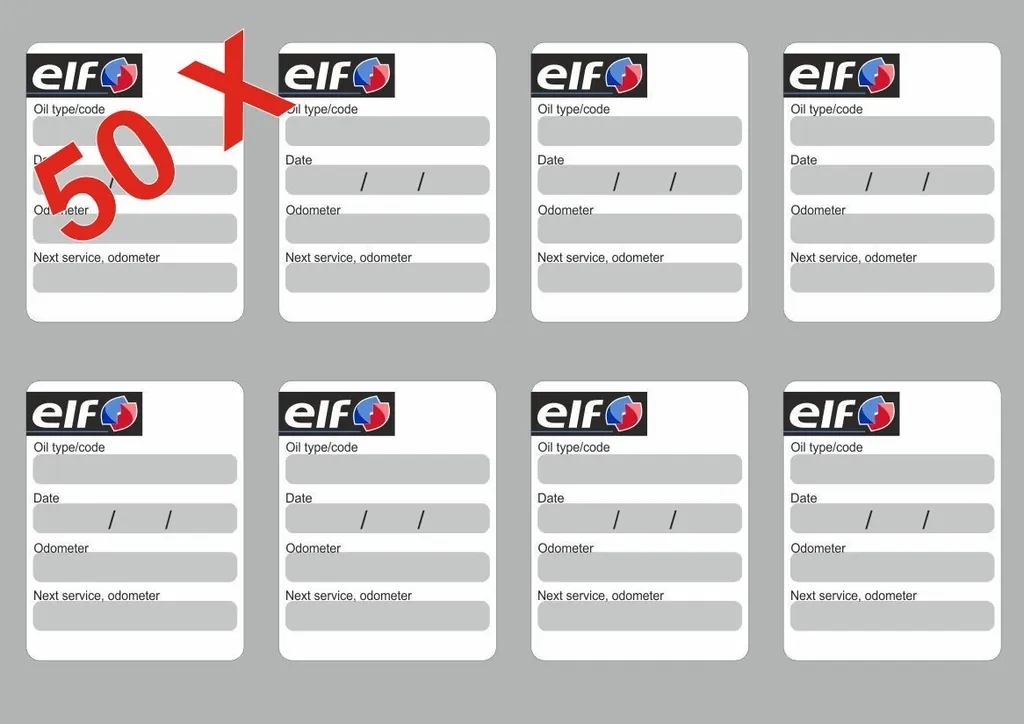 50x ELF Oil Change Service Reminder Decals Stickers Adhesive Labels Die Cut - 1