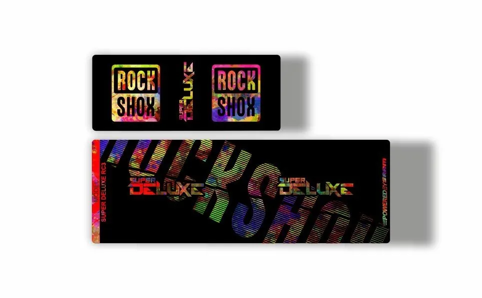Rock Shox Super Deluxe RC3 Rear Shock MTB Decal Sticker Adhesive Oil Slick - 1