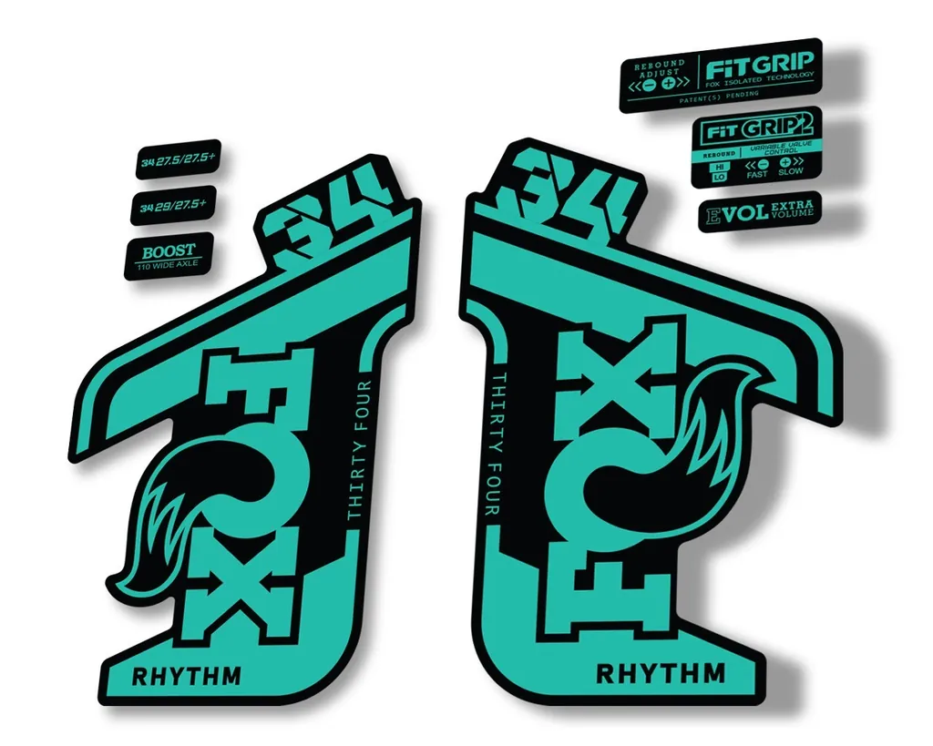FOX 34 RHYTHM 2021 Fork Suspension Factory Sticker MTB Decal Adhesive Dolphin - 1