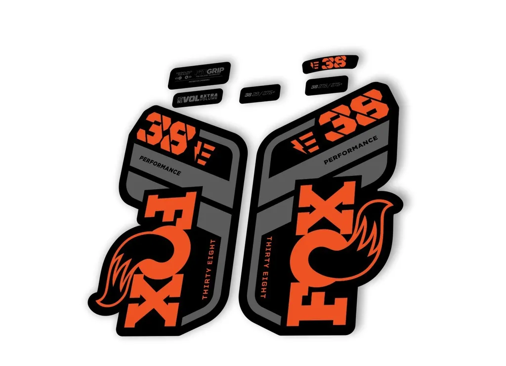 FOX 38 Performance E Bike 2021 Forks Suspension Factory Decal Stickr Orange Gray - 1