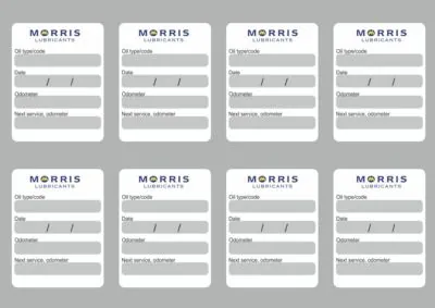 8x MORRIS Oil Change Service Reminder Decals Stickers Adhesive Labels Die Cut - 1
