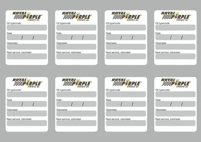 8x ROYAL PURPLE Oil Change Service Reminder Decals Adhesive Labels Die Cut - 1