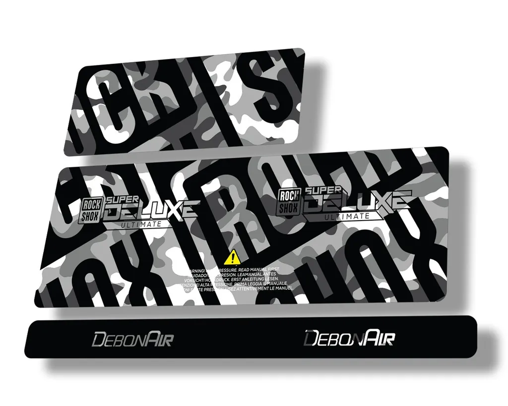 Rock Shox 2020 Super Deluxe Ultimate Rear Shock Decal Sticker Adhesiv White Camo - 1