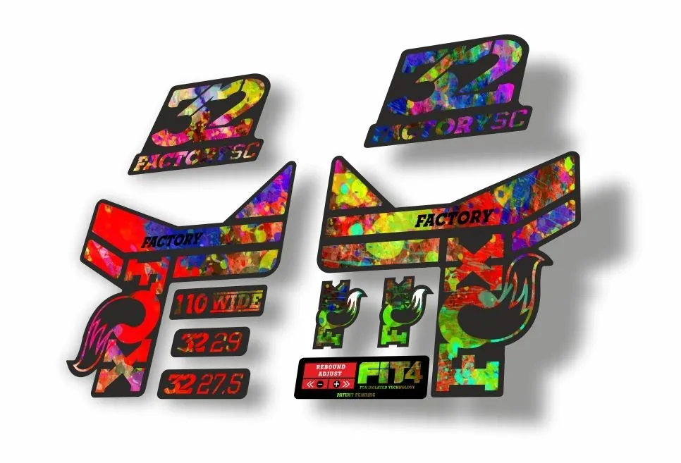 FOX 32 Step Cast SC Fork Suspension Factory Decal Stickers Adhesive Oil Slick - 1