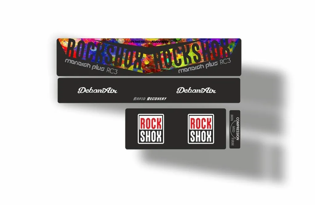 Rock Shox 2016 MONARCH Plus RC3 Rear Shock MTB Decal Sticker Adhesive Oil Slick - 1