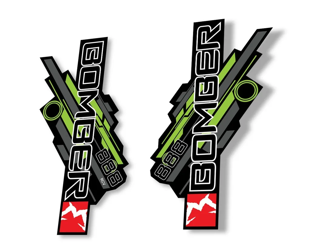 Marzocchi Bomber 888 RCV 2014 Fork Suspension Sticker Decal Kit Adhesive Green - 1