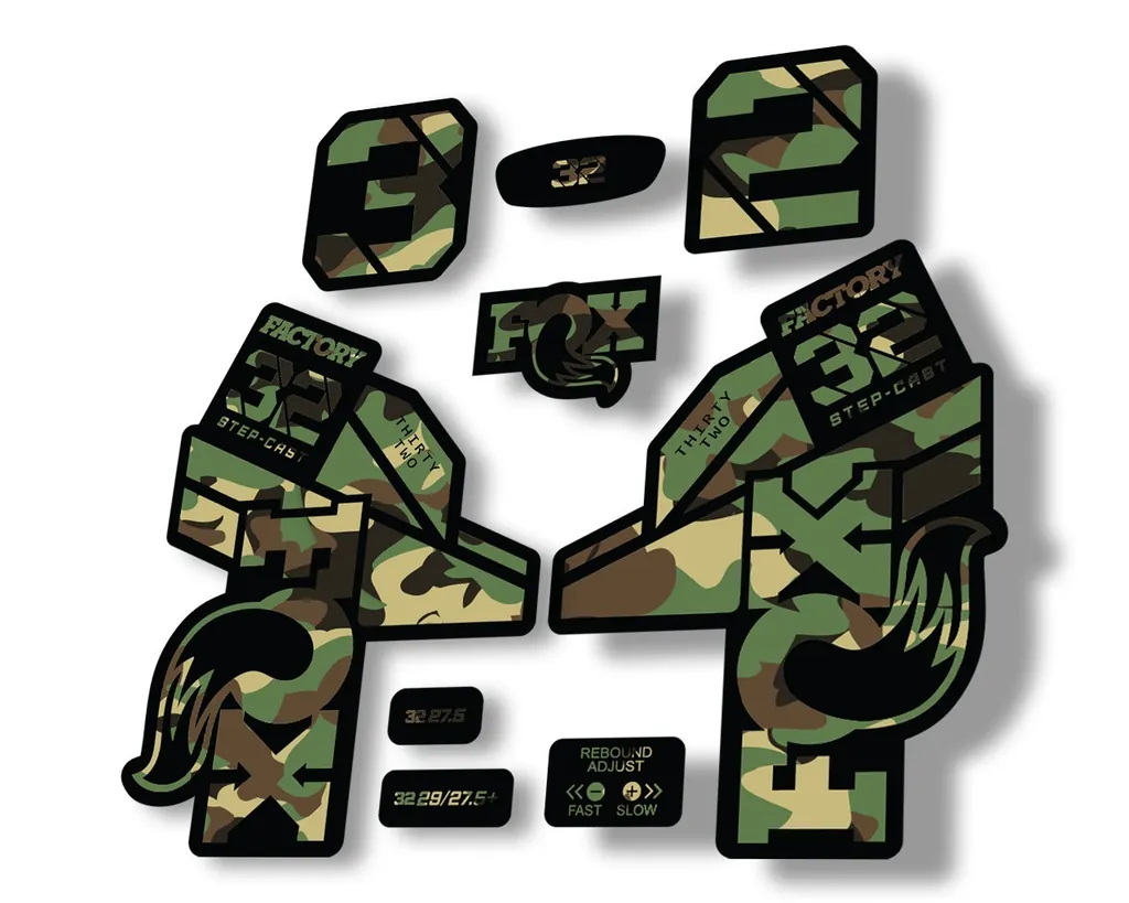 FOX 32 Step Cast 2021 Factory Fork Decals Suspension Sticker Camo - 1