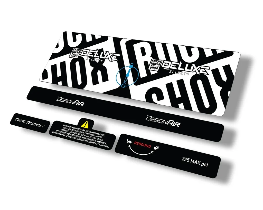 Rock Shox 2021 Deluxe Select Plus Rear Shock Decal Sticker Adhesive Set Black - 1