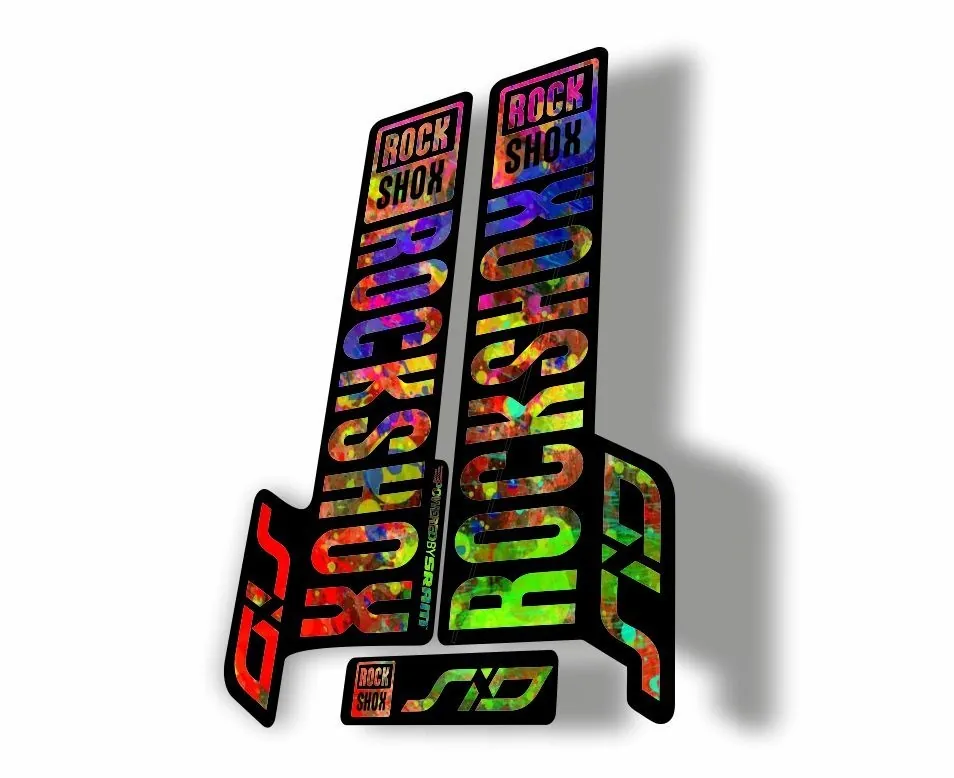 Rock Shox SID 2018 Mountain Bike Cycling Decal Kit Sticker Adhesive Oil Slick - 1