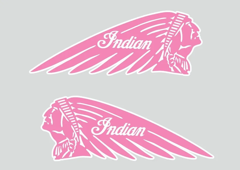 INDIAN WAR BONNET MOTORCYLES Vinyl Decal Adhesive Sticker 8.5" x 3.5 Pink 2 Pcs - 1