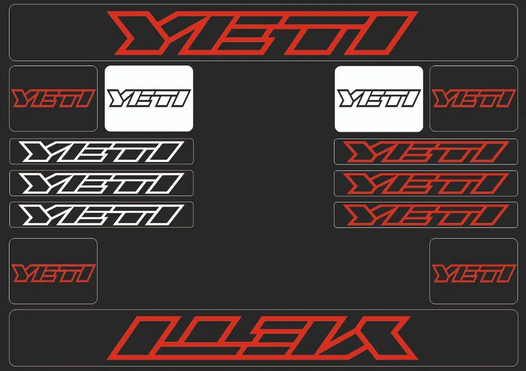 Bicycle Vinyl Stickers – Compatible with YETI Bikes – Red - 1