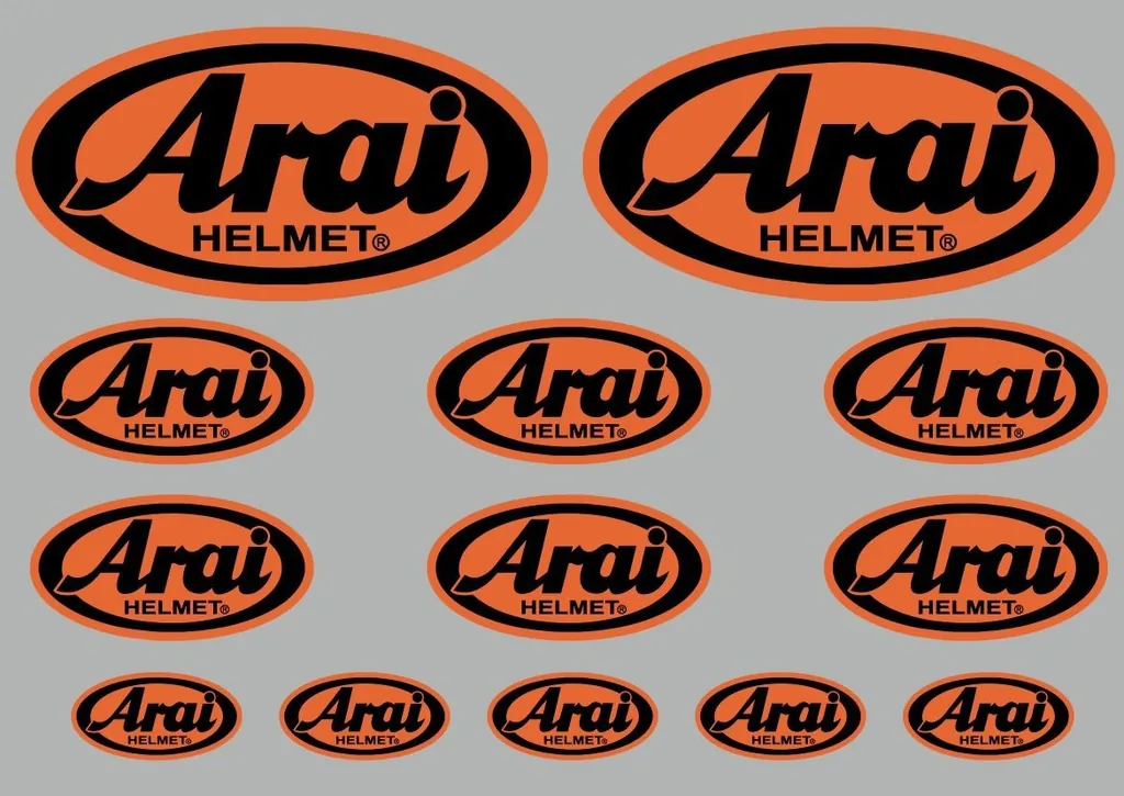 ARAI Helmet Decals Stickers Vinyl Graphic Set Logo Adhesive Kit Orange 13 Pcs - 1