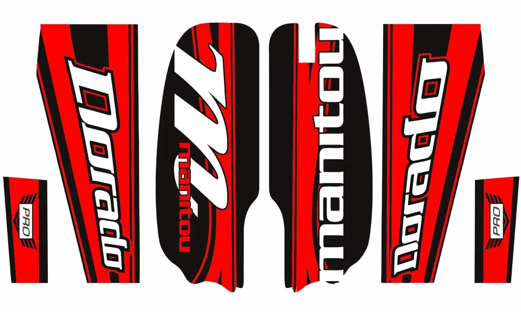 Manitou Dorado Pro Fork Suspension Graphic Decal Kit Sticker Set Red - 1