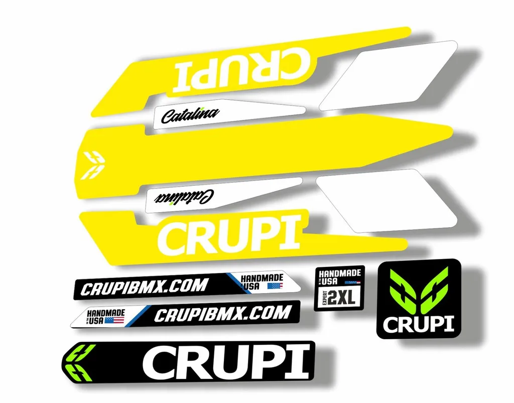 Bicycle Vinyl Frame Stickers – Compatible with CRUPI BMX Bikes – Yellow - 1