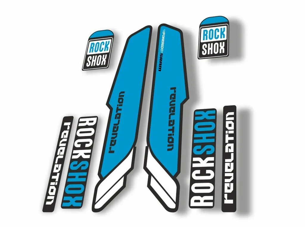 Rock Shox REVELATION 2013 Mountain Bike Cycling Decal Kit Sticker Adhesive Blue - 1