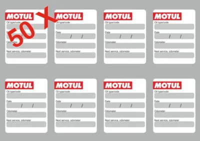50x MOTUL Oil Change Service Reminder Decals Stickers Adhesive Labels Die Cut - 1