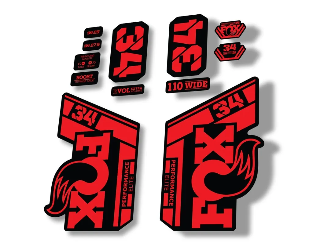 FOX 34 Performance Elite 2021 Factory Fork Decals Suspension Sticker Red - 1