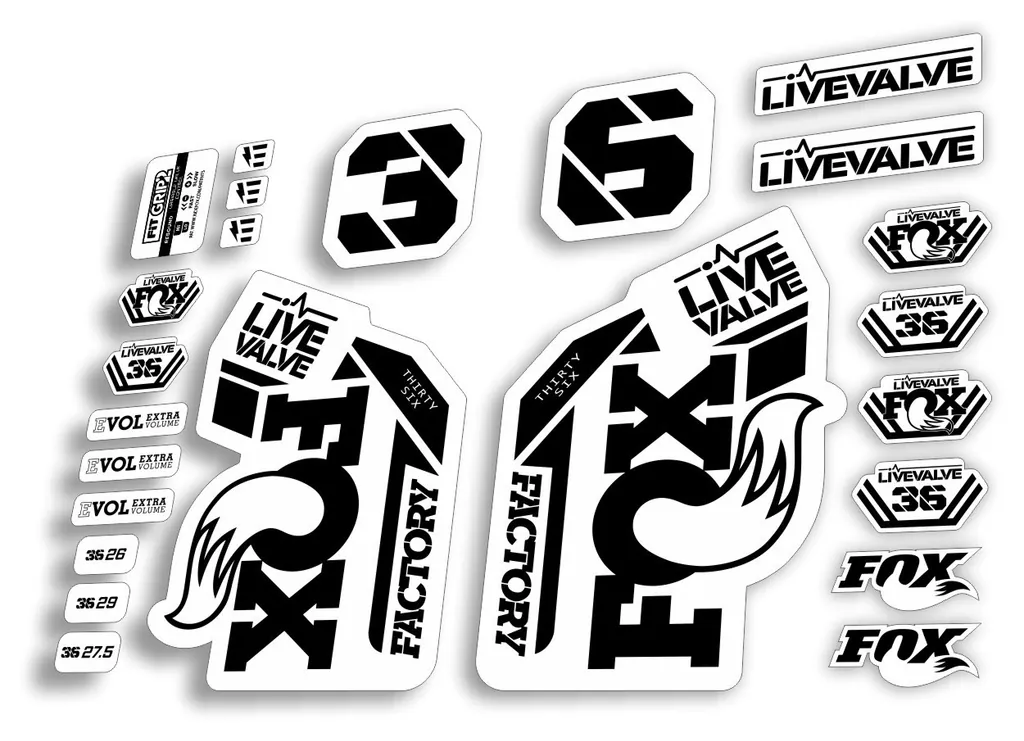 FOX 36 2022 Live Valve Forks Suspension Decal Sticker MTB Set Black 24Pcs - 1