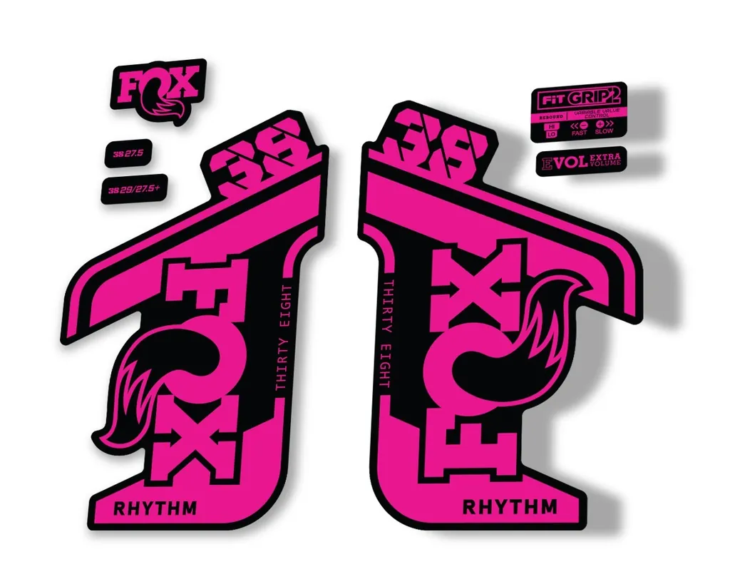 FOX 38 RHYTHM 2021 Fork Suspension Factory Sticker MTB Decal Adhesive Pink - 1