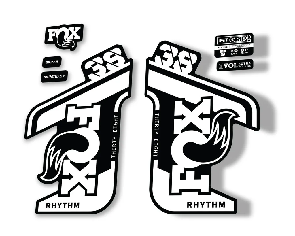 FOX 38 RHYTHM 2021 Fork Suspension Factory Sticker MTB Decal Adhesive White - 1