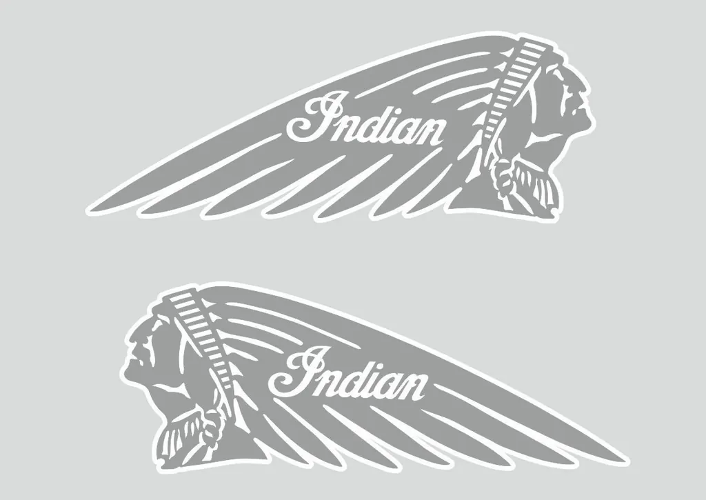 INDIAN WAR BONNET MOTORCYLES Vinyl Decal Adhesive Sticker 8.5" x 3.5 Gray 2 Pcs - 1