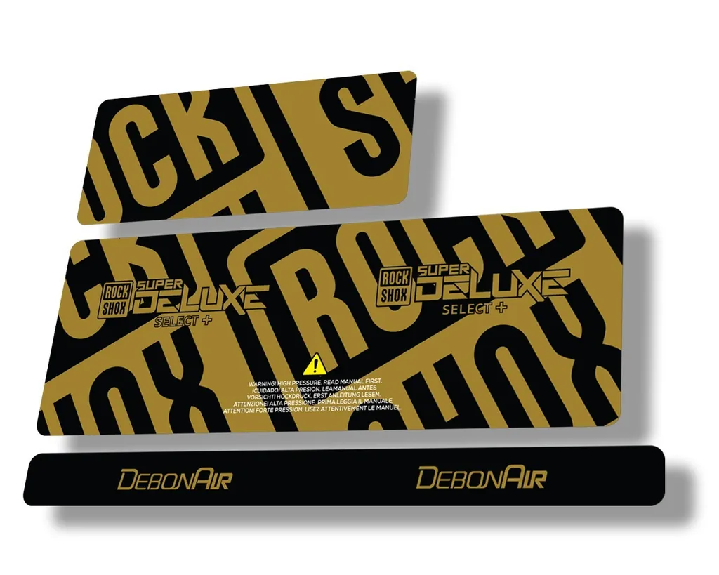 Rock Shox Super Deluxe Select Plus 2020 Rear Shock Decal Sticker Set Gold - 1