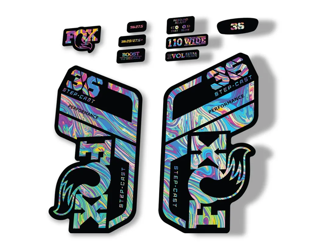 FOX 36 Step Cast SC 2021 Performance Fork Decals Suspension Sticker Oil Slick 1 - 1