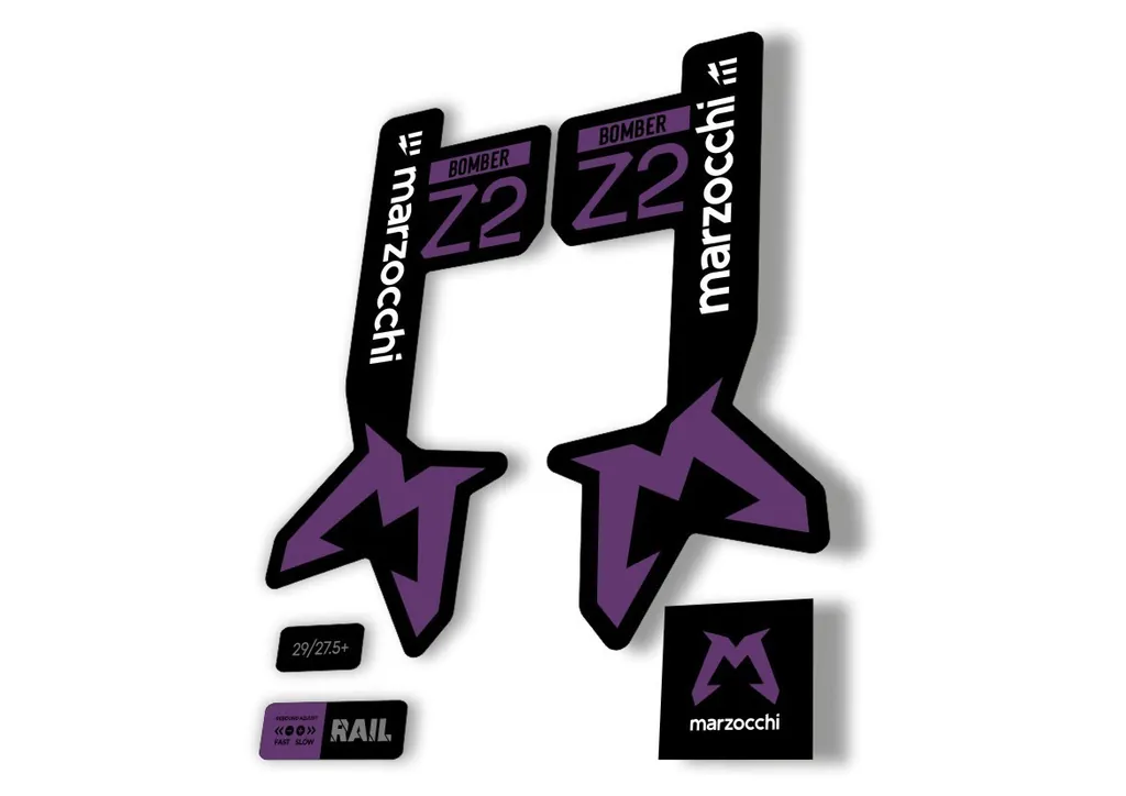 Marzocchi Bomber Z2 Eoptimized 2025 Fork Suspension Sticker Decal Kit Purple - 1