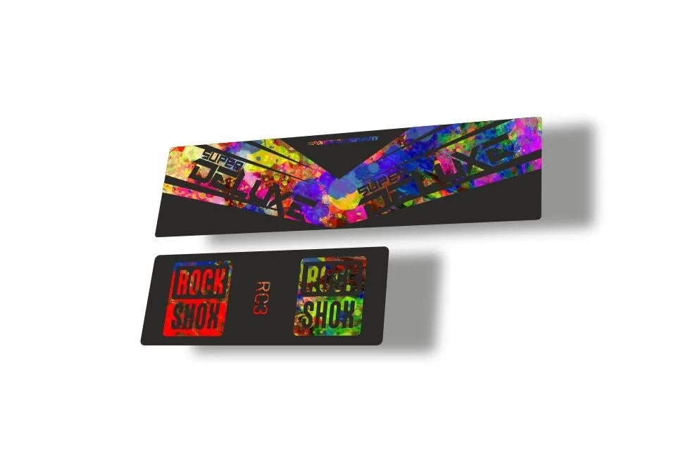 Rock Shox 2017 Super Deluxe RC3 Rear Shock MTB Decal Sticker Adhesive Oil Slick - 1