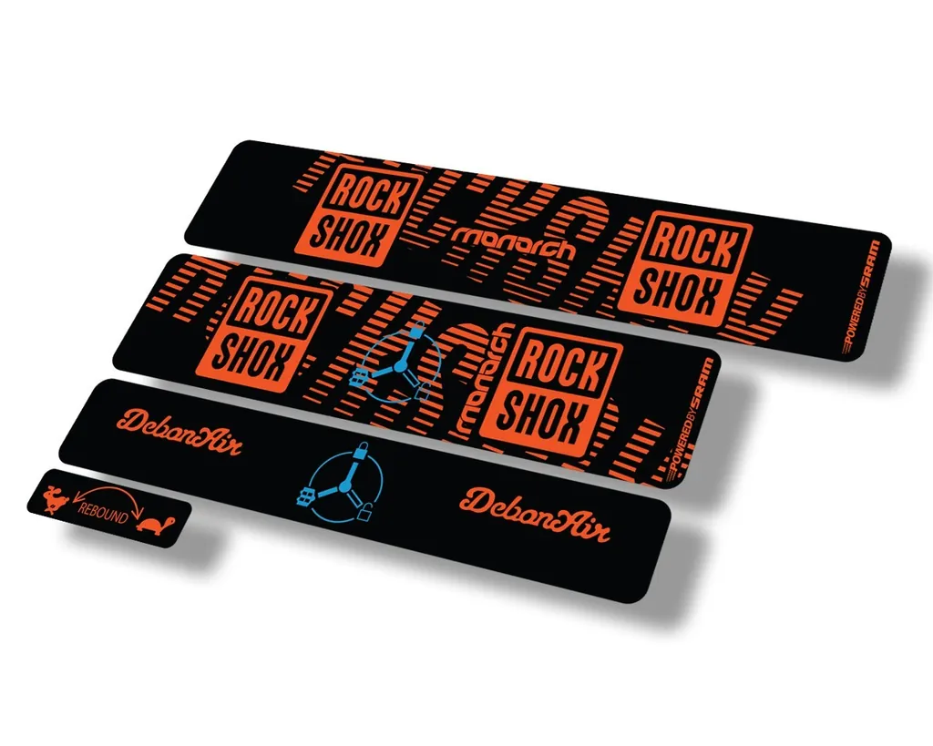 Rock Shox MONARCH 2020 RT3 Rear Shock Decal Sticker Adhesive Set Orange - 1