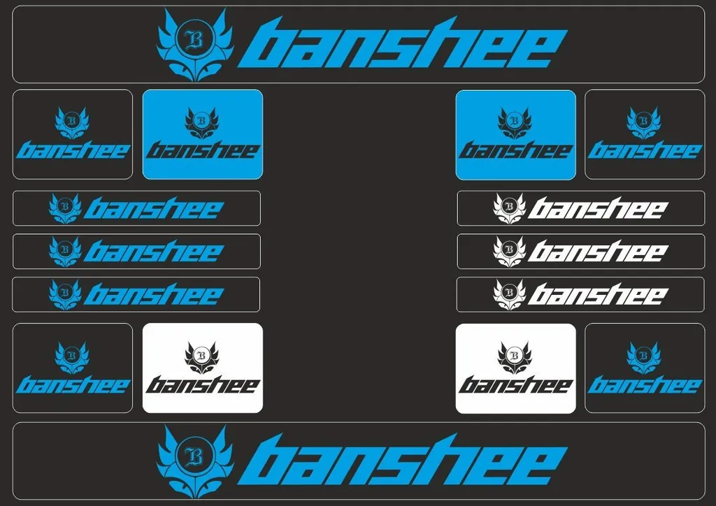 Bicycle Vinyl Frame Stickers Custom Compatible with BANSHEE Blue - 1