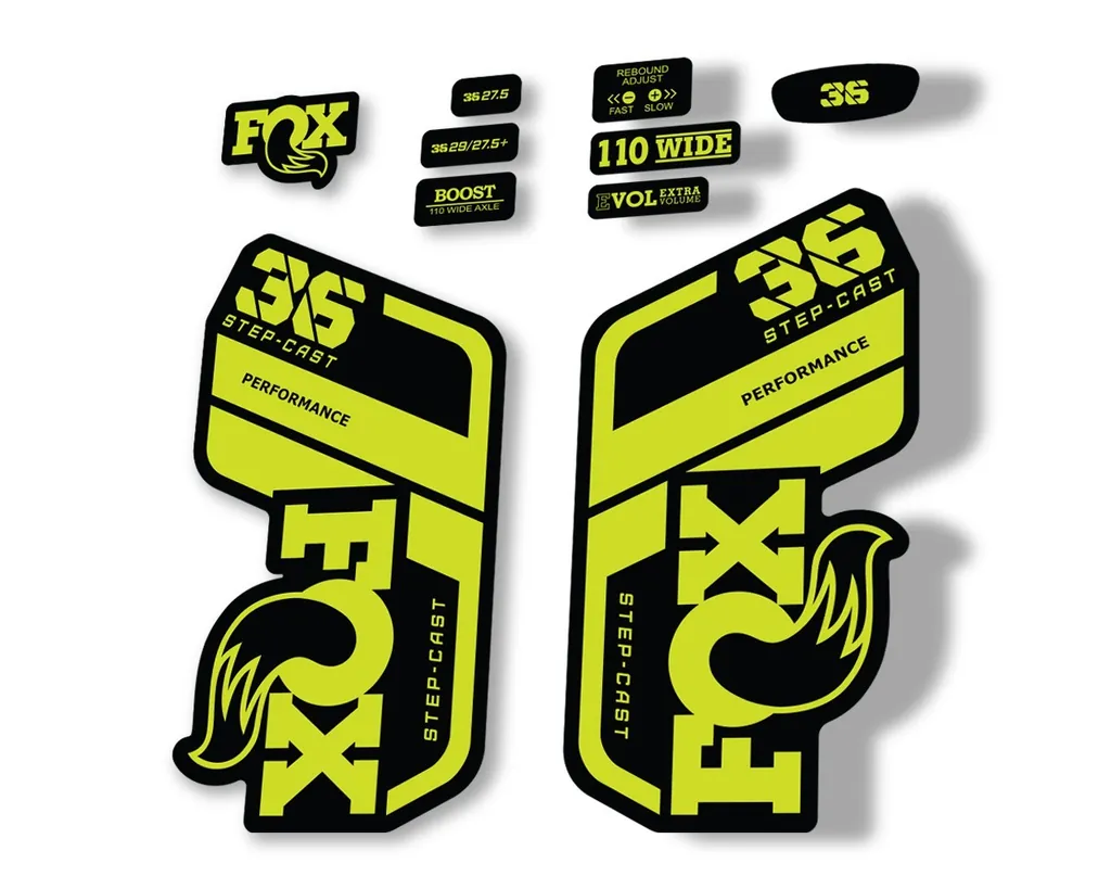 FOX 36 Step Cast SC 2021 Performance Fork Decals Suspension Sticker Lime Green - 1