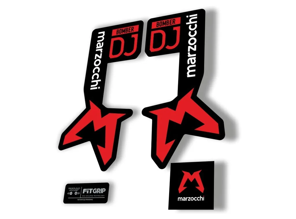 Marzocchi Bomber DJ 2025 Fork Suspension Sticker Decal Kit Adhesive Red - 1