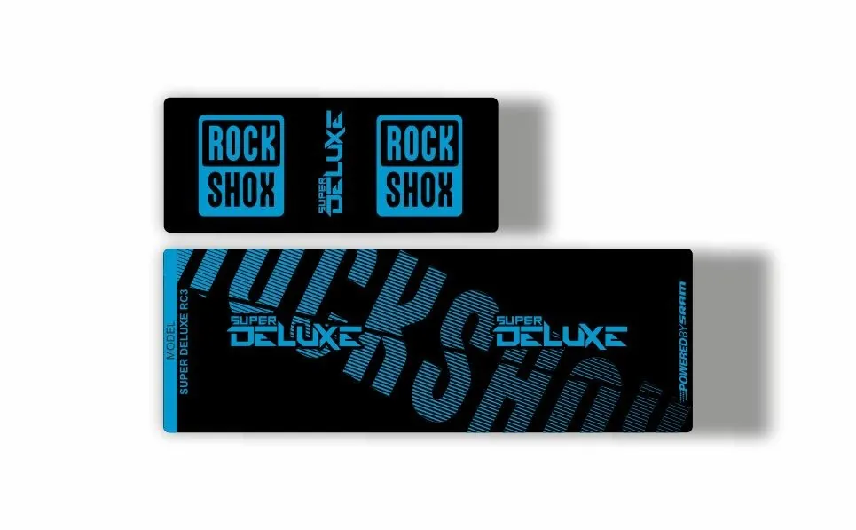 Rock Shox Super Deluxe RC3 Rear Shock MTB Decal Sticker Adhesive Blue - 1