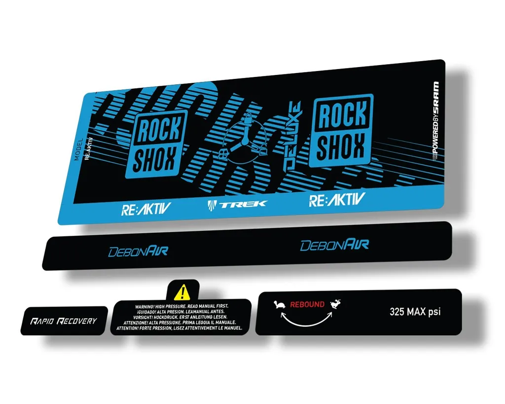 Rock Shox Deluxe RT3 RE AKTIV 2020 Rear Shock Decal Sticker Set Blue - 1