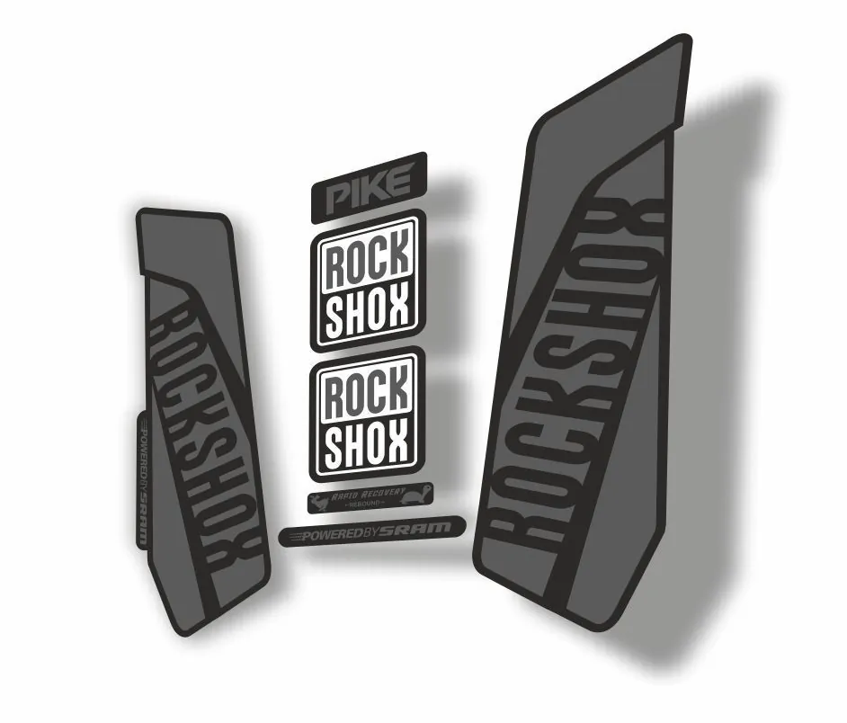 Rock Shox Pike 2016 Mountain Bike Cycling Decal Kit Sticker Adhesive Gray - 1