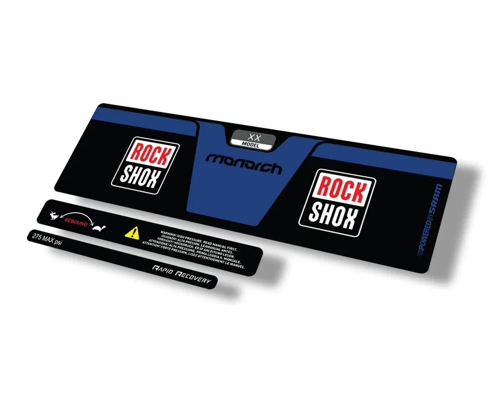 Rock Shox 2014 Monarch XX Rear Shock Decal Sticker Adhesive Set Dark Blue - 1