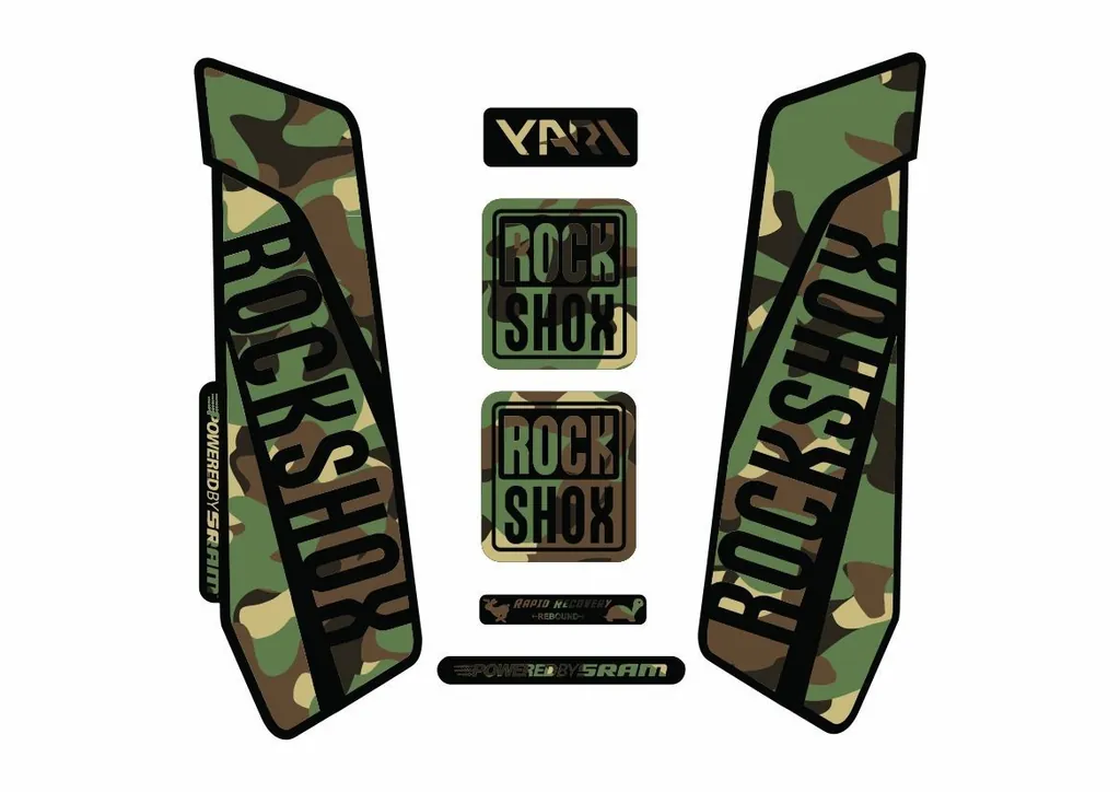 Rock Shox YARI 2015-16 Fork Decal Mountain Bike Cycling Sticker Wood Camo - 1