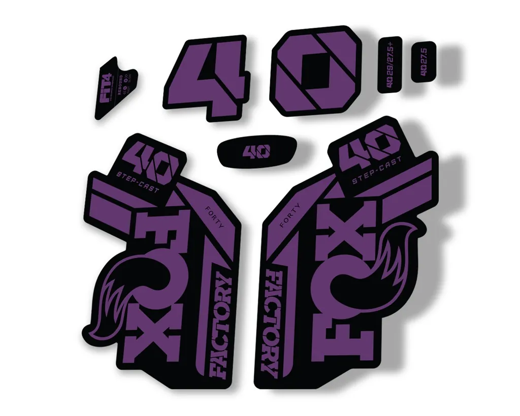 FOX 40 Step Cast SC 2021 Factory Fork Decals Suspension Sticker Adhesive Purple - 1