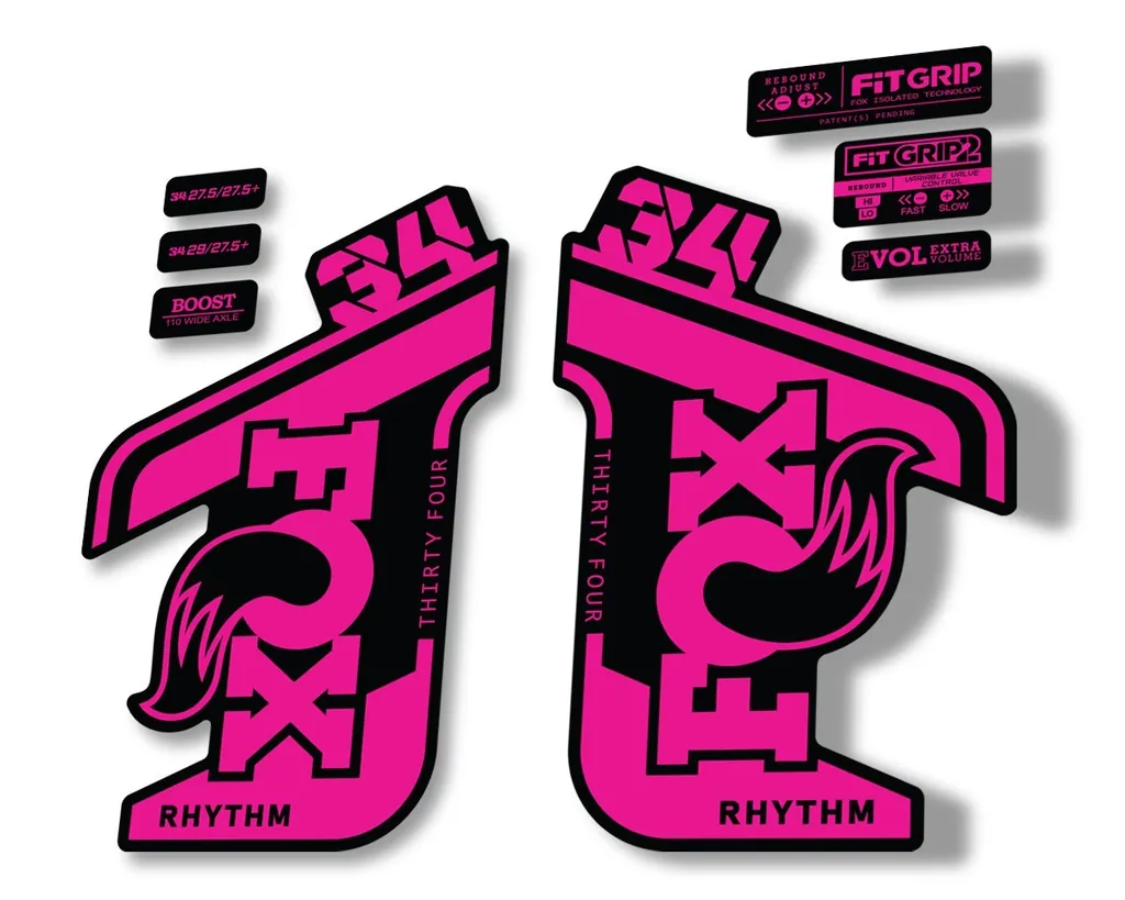 FOX 34 RHYTHM 2021 Fork Suspension Factory Sticker MTB Decal Adhesive Pink - 1