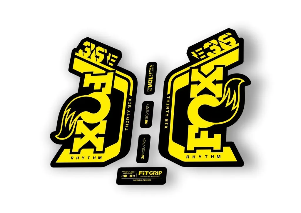 Fox 36 Rhythm E Bike 2024Fork Suspension Factory Decal Sticker Adhesive Yellow - 1