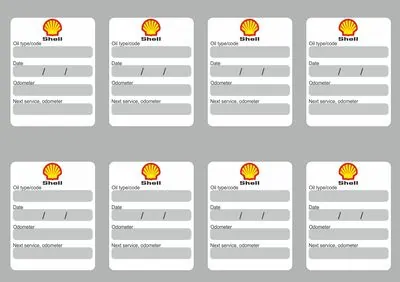 8x SHELL Oil Change Service Reminder Stickers Decals Adhesive Labels Die Cut - 1