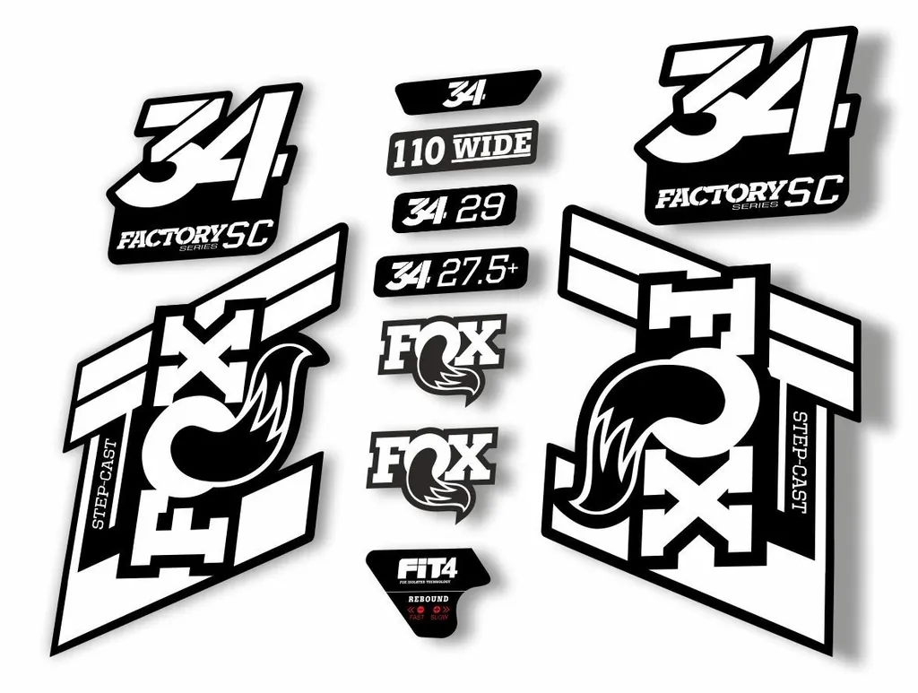 FOX 34 Step Cast SC 2019 Fork Suspension Factory Decal Stickers Adhesive White - 1