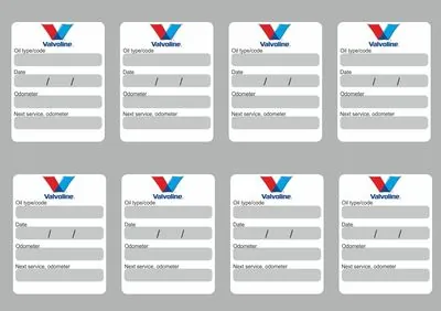8x VALVOLINE Oil Change Service Reminder Decals Stickers Adhesive Labels Die Cut - 1