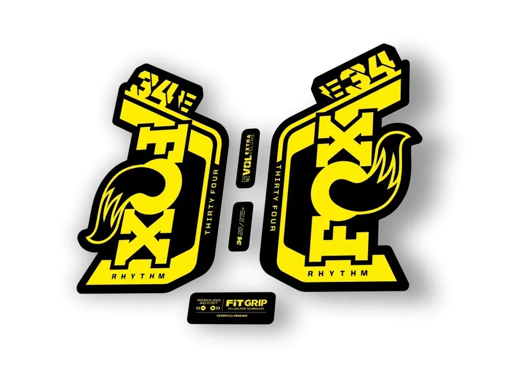 Fox 34 Rhythm E Bike 2024 Fork Suspension Factory Decal Sticker Adhesive Yellow - 1