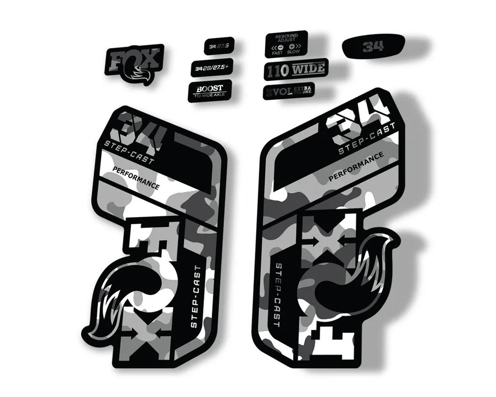 FOX 34 Performance SC 2021 Forks Suspension Factory Decal Sticker White Camo - 1