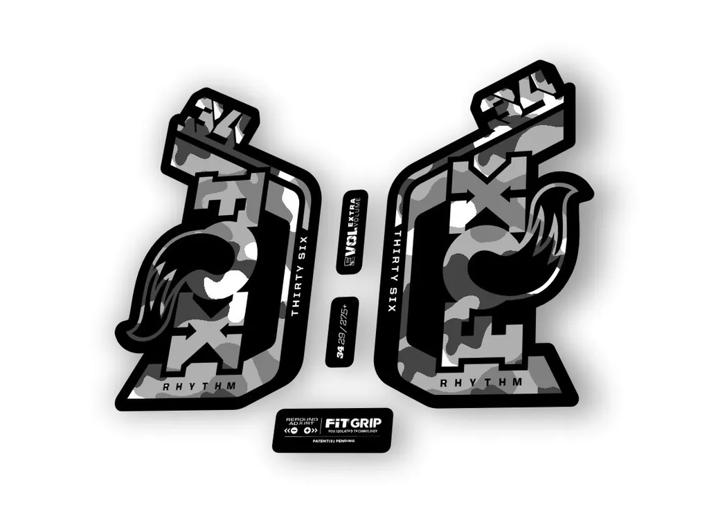 Fox 34 Rhythm 2024 Fork Suspension Factory Decal Sticker Adhesive White Camo - 1
