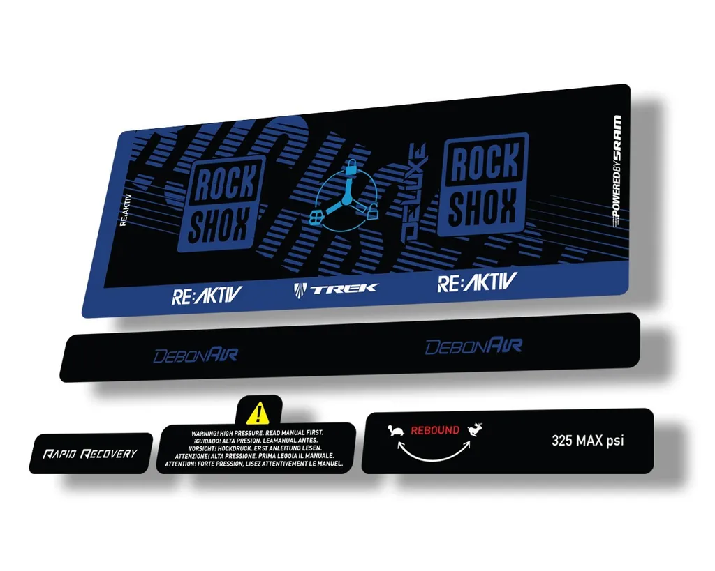 Rock Shox Deluxe RT3 RE AKTIV 2020 Rear Shock Decal Sticker Set Dark Blue - 1