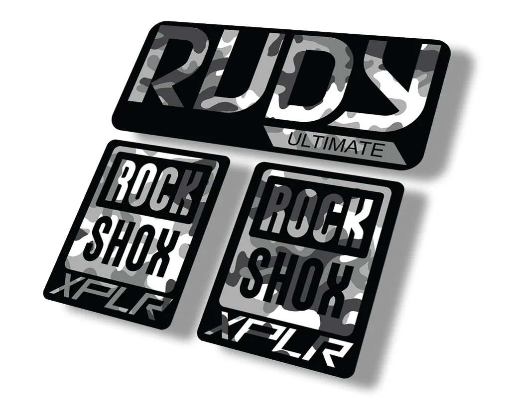 Rock Shox Rudy Ultimate XPLR Gravel Fork Decal Bike Cycling Sticker White Camo - 1